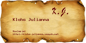 Klohs Julianna névjegykártya
